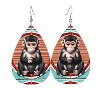 The silent monkey Leather Earring. Stylish teardrop shape, perfect for women, and a great decorative choice for parties and holidays.