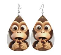 The Silent Monkey Leather Earrings Dangle Drop Earring Lightweight Teardrop Earrings Vintage Bohemian Earring for Women Christmas Birthday Gift Fashion Jewelry