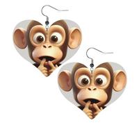 The silent monkey Leather Earrings for Women Heart Dangle Earrings Lightweight Drop Earring Jewelry Gift