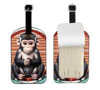 The Silent Monkey Leather Luggage Tag-Personalised ID Bag Tag for Suitcase, Privacy Cover Travel Accessory with Strap for Suitcase Backpack