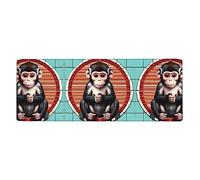 The Silent Monkey Pattern Oversized Keyboard and Mouse pad 12x31.5 inches, Lock-Edge Design, Non-Slip and wear-Resistant,