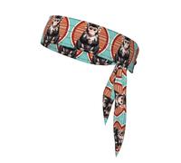 The Silent Monkey Pattern Tennis Headband for Women,Sweat Band for Workout, Head Tie for Running, Football, Basketball,Athletics