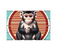 The silent monkey Pattern Wooden Jigsaw Puzzle Horizontal 300 Pieces for Family Leisure and Creativity Enhancement