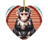 The silent monkey Patterned Heart-shaped ceramic ornaments for home wall decoration, garden parties, and Christmas tree decorations.