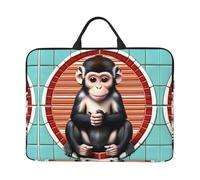 The Silent Monkey Patterned Laptop Sleeve (16.5x12.2 inches), Anti-Collision Protective Shell, Portable Handheld Design