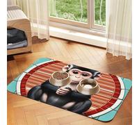 The silent monkey Pet Absorbent Leather Placemat 40x60cm Beautiful Design Cat and Dog Bowl Mat Portable Storage