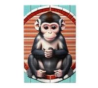 The silent monkey Picture puzzle.Wooden Jigsaw Puzzle for Adults, Unique Wall Art Decor Gift