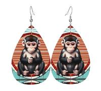 The silent monkey Print Leather Earrings for Women - Lightweight Dangle Earrings, Ideal for Costume Party & Everyday Wear