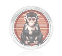 The silent monkey Printed ashtray - glass material is easy to clean, suitable for bedrooms, cafes, clubs, etc.