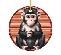 The Silent Monkey Printed Christmas Tree Ceramic Ornaments Holiday Decoration Christmas Unique Pendant for Christmas Party