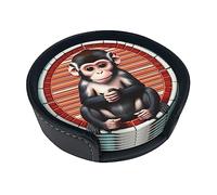 The Silent Monkey Printed Round Leather Coasters (Set of 6) Feature Rich Colors, Unique Patterns and are Easy to use.