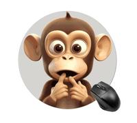 The Silent Monkey Round Mouse Pad 7.8 Inch, Portable Gaming Mouse Mat with Non-Slip Rubber Base & Smooth Surface, Waterproof Mousepad for PC, Laptop, Computer, Office, Home