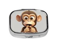The Silent Monkey Round Square Pill Case - 2 Compartment Daily Pill Box, Travel Pill Container for Pocket Wallet, Portable Oil Storage Box