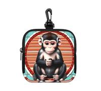 The Silent Monkey Small Waterproof Zipper Pouch-Neoprene Storage Bag for Earbuds, Keychain Clip Case