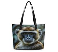 The Silent Monkey Tote Bag Large Soft Leather Purse with Zipper Lightweight Ladies Shoulder Handbag