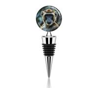 The Silent Monkey Wine Stopper Zinc Alloy Beverage Bottle Stopper Reusable Leak Proof Wine Cork Cute Champagne Saver Decorative Bottle Sealer Plug Gift for Men Women