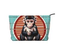 The Silent Monkey Zipper Closure Corduroy Makeup Bag Multifunctional Organizer 22x7x17cm for Travel Camping Vacation Fitness
