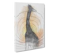 The Silhouette of a Giraffe Canvas Print | Gallery Wrapped 30mm Frame Wall Art | 30x20 inches | Ready to Hang | Abstract Animals Picture | Living Room Bedroom Lounge Office