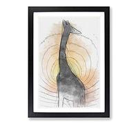 The Silhouette of a Giraffe in Abstract Framed Print | A2 Black Framed Wall Art | Ready to Hang | Abstract Animal Picture | Living Room Bedroom Lounge Office