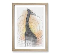 The Silhouette of a Giraffe in Abstract Framed Print | A2 Oak Framed Wall Art | Ready to Hang | Abstract Animal Picture | Living Room Bedroom Lounge Office