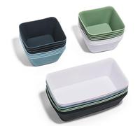 The Silicone Kitchen Reusable Silicone Bento Baking Cup, Non-Toxic, BPA Free, Dishwasher Safe Bento Box Accessories Lunch Box Dividers, Square and Rectangle, 24 Pack, Blue, White, Green