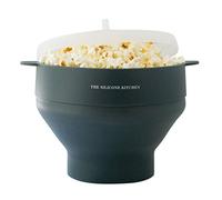 The Silicone Kitchen Silicone Microwave Popcorn Maker Collapsible Bowl, Non-Toxic, Dishwasher Safe, Dark Blue