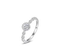 The Silver Ring Womens 925 Sterling Silver Rings 0.6mm Cubic-Zirconia Large Round Zircon Size J 1/2 Gifts for Ladies Mother Premium