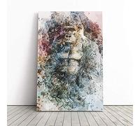 The Silverback Gorilla in Abstract | Canvas Wall Art Print | Framed & Ready to Hang Picture | Modern Home Decor for Living Room, Bedroom, Kitchen or Office | 30x20 Inches