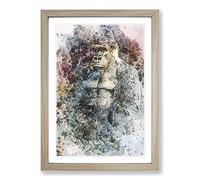 The Silverback Gorilla in Abstract Framed Print | A2 Oak Framed Wall Art | Ready to Hang | Abstract Animal Picture | Living Room Bedroom Lounge Office