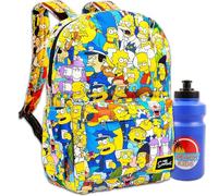 The Simpsons Backpack for Kids Set - Bundle with 17” Simpsons School Backpack with Front Pocket and Water Bottle | The Simpsons Backpack for School, The Simpsons Backpack for Boys, The Simpsons School