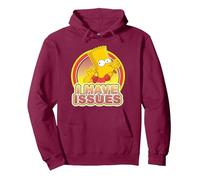 The Simpsons Bart Simpson Blowing Raspberry I Have Issues Pullover Hoodie, Adult Unisex, Burgundy, Large