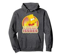 The Simpsons Bart Simpson Blowing Raspberry I Have Issues Pullover Hoodie, Adult Unisex, Dark Heather Grey, Medium