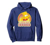 The Simpsons Bart Simpson Blowing Raspberry I Have Issues Pullover Hoodie, Adult Unisex, Navy Blue, Large