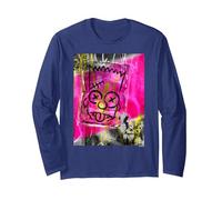 The Simpsons Bart Simpson El Barto Graffiti Long Sleeve T-Shirt, Adult Unisex, Navy Blue, Medium