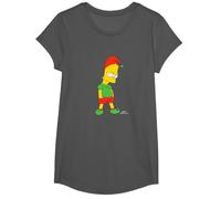 The Simpsons Bart Simpson Elf Bart Holiday T-Shirt, Girls, Asphalt Grey, X-Small