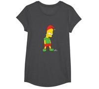 The Simpsons Bart Simpson Elf Bart Holiday T-Shirt, Girls, Dark Heather Grey, Small