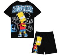 The Simpsons Boy's Bart Fashion Tee & Mesh Short 2pc Set T-Shirt, Black, 14-16