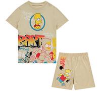 The Simpsons Boy's Bart Fashion Tee & Mesh Short 2pc Set T-Shirt, Sand, 14-16
