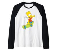 The Simpsons Eat My Shorts! Bart On Skateboard Quote Raglan Baseball Tee