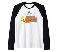 The Simpsons El Barto Bart Graffiti of Family On Sofa Raglan Baseball Tee