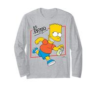 The Simpsons El Barto Bart Running & Smiling Dark Text Long Sleeve T-Shirt