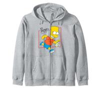The Simpsons El Barto Bart Running & Smiling Dark Text Zip Hoodie