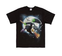 The Simpsons Halloween T-Shirt - Marge Witch on Broomstick with Black Cat - Treehouse of Horror VIII Graphic Tee - Official Simpsons Merchandise