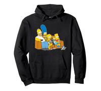 The Simpsons Homer Marge Maggie Bart Lisa Simpson Couch Pullover Hoodie, Adult Unisex, Black, Large