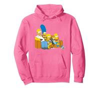 The Simpsons Homer Marge Maggie Bart Lisa Simpson Couch Pullover Hoodie, Adult Unisex, Bright Pink, Large