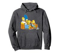 The Simpsons Homer Marge Maggie Bart Lisa Simpson Couch Pullover Hoodie, Adult Unisex, Dark Heather Grey, Large