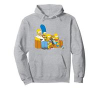 The Simpsons Homer Marge Maggie Bart Lisa Simpson Couch Pullover Hoodie, Adult Unisex, Heather Grey, Small