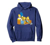 The Simpsons Homer Marge Maggie Bart Lisa Simpson Couch Pullover Hoodie, Adult Unisex, Navy Blue, Small