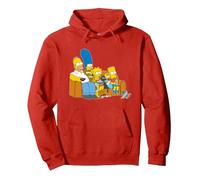 The Simpsons Homer Marge Maggie Bart Lisa Simpson Couch Pullover Hoodie, Adult Unisex, Red, X-Large