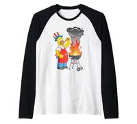 The Simpsons Homer Simpson 4th of July Beer & BBQ Cookout Raglan Baseball Tee
